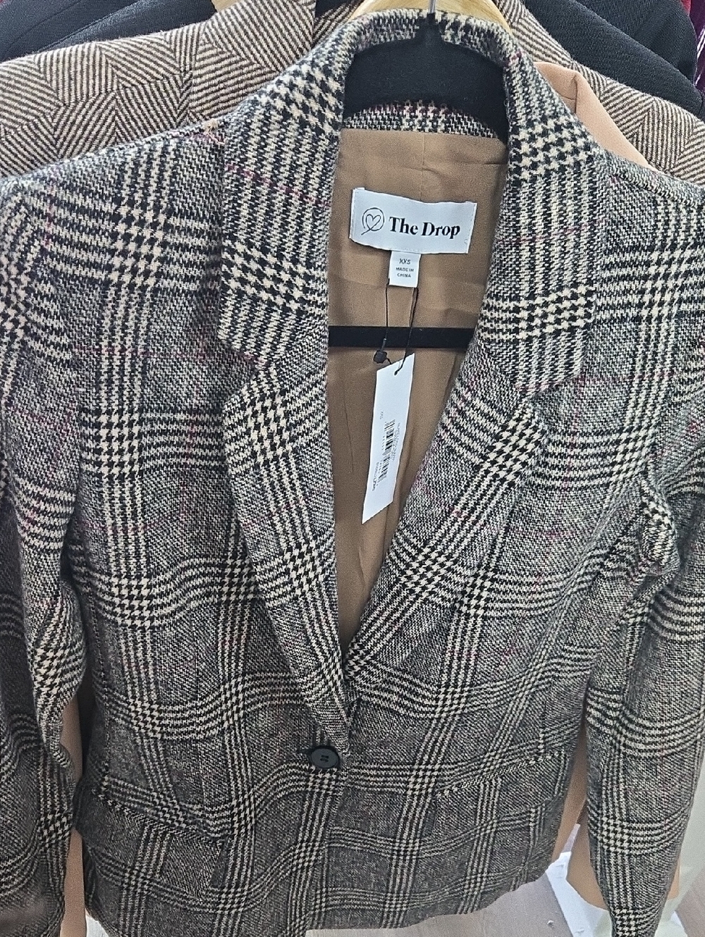 Women's Plaid Blazer Jacket in Brown/Black